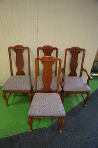 lot 190 image: Wood Dining Chairs with Padded Upholstered Seats