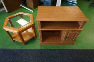 lot 191 image: Hexagonal Side Table and Entertainment Center
