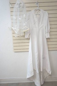 lot 62 image: vintage tailor-make wedding gown with veil