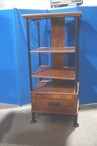 lot 90 image: bookshelf3-tier wood and metal stand