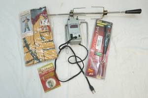 lot 105 image: rotisserie, digital grilling fork, fisherman chefs apron