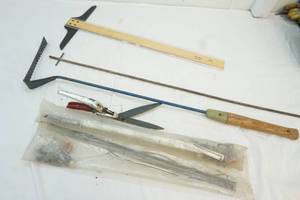 lot 115 image: weed whip, T-square, drawer rails and clipper