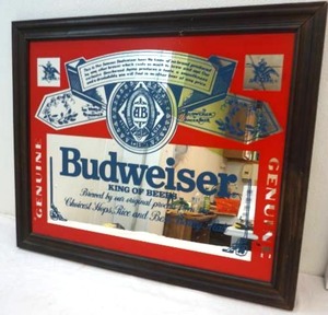 lot 250 image: framed Budweiser mirror