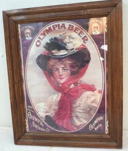 lot 251 image: vintage Olympia Beer framed advertisement