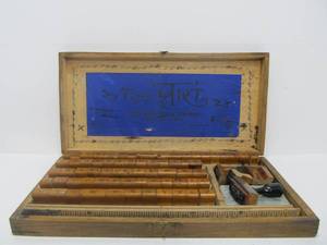 lot 57 image: Antique Early 1900s Sign & Price Marking Wood Stamp Set