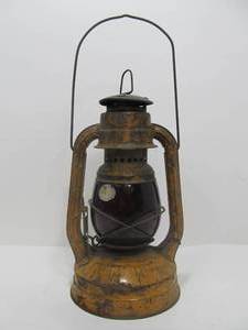 lot 60 image: Vintage Yellow DIETZ Little Wizard Lantern wRuby Red Glass Globe - St. Paul Water Dept