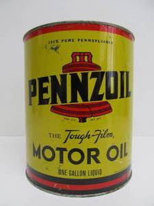 lot 87 image: NOS Larger 1 Gallon PENNZOIL Motor Oil Can