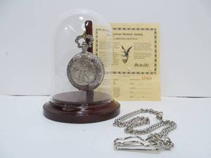 lot 29 image: American Historic Society Walking Liberty Silver Half Dollar Pocket Watch