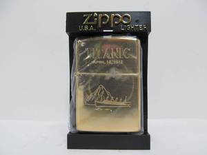 lot 32 image: Brand New Gold Titanic Zippo Lighter