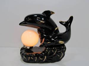 lot 50 image: Vintage Mid Century Ceramic Dolphin Lamp