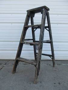 lot 110 image: Vintage BELL SYSTEM Wooden Step Ladder