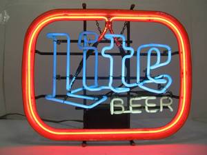 lot 123 image: Working Vintage MILLER LIGHT Neon Beer Sign