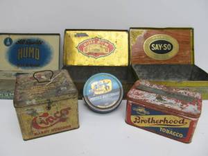 lot 157 image: Group of Vintage & Antique Metal Tobacco Tins