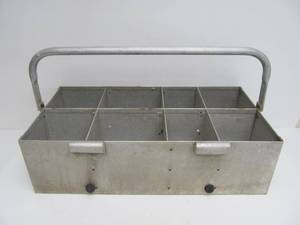 lot 164 image: Large Vintage Aluminum DairyMilk Bottle Delivery Carrier