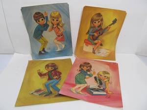 lot 175 image: 4 Vintage 1960s era Big Eye Prints