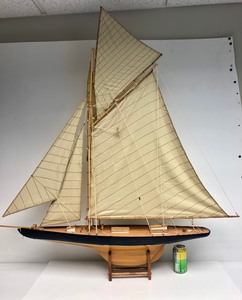 lot 6 image: LARGE Wooden Nautical Sailboat Model Display