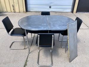 lot 8 image: Mid Century Signed HOWELL Chromsteel Kitchen Table wChairs