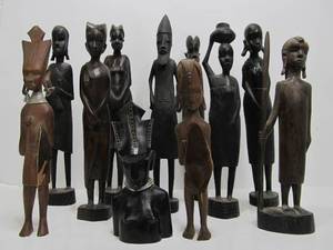 lot 203 image: Large Group of Hand Carved Wooden African Figures