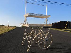 lot 217 image: LARGE Vintage Mid Century Rolling Metal FlowerGarden Cart
