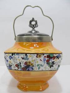 lot 244 image: Signed Old Vintage Porcelain Biscuit Jar