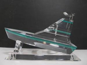 lot 251 image: Vintage Acrylic Lucite Mod Yacht Cabin Cruiser Sculpture Stand Signed  Dated