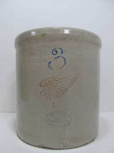 lot 258 image: 3 Gallon RED WING Stoneware Crock