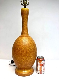 lot 160 image: Nice Mid Century Textured Orange Ceramic Table Lamp