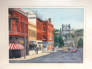 lot 299 image: Wonderful Vintage Signed Original Watercolor Painting by Elmer Klemm - Downtown Stillwater