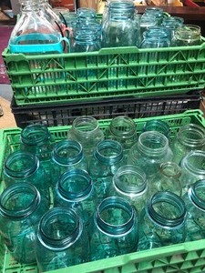 lot 300 image: LARGE Lot of Vintage Blue etc CanningBallMason Jars