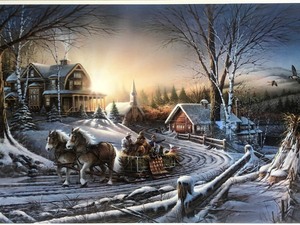 lot 304 image: Framed Signed Numbered TERRY REDLIN Print - Pleasures of Winter