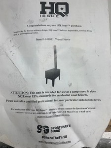 lot 314 image: Brand New Sportsmans Guide HQ Issue Wood Stove