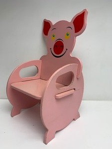 lot 318 image: Vintage Painted Wood Childs Pig Chair