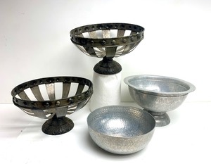 lot 316 image: Group of Metal Pedestal Display Bowls 