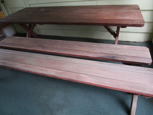 Wooden Picnic Table & Benches