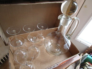 Etched Wine Decanter & Stems