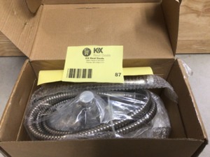 lot 87 image: AKDY 4-spray 9 in. Dual Shower Head and Handheld Shower Head in Titanium Silver Customer return see pictures