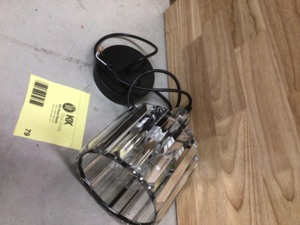 lot 79 image: Home Decorators Collection KRISTELLA 1-Light Matte Black Pendant with Clear Crystals Customer return see pictures