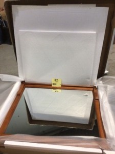 lot 59 image: Home Decorators Collection 36 in. W x 32 in. H Framed Rectangular Bathroom Vanity Mirror in Warm Cinnamon