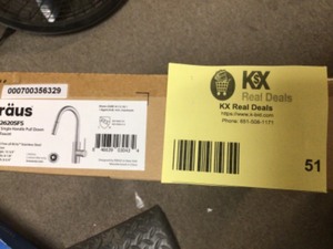 lot 51 image: Oletto Single-Handle Pull-Down Sprayer Kitchen Faucet in Spot Free Stainless Steel by KRAUS Custmer Returns See Pictures