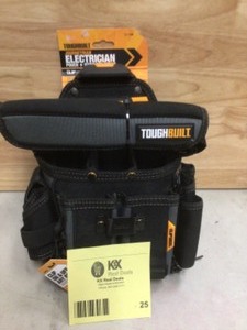 lot 25 image: TOUGHBUILT Journeyman Electrician Pouch  Shoulder Strap in Black, with ClipTech Hub, 21-pockets and rugged 6-layer construction Open box Customer Returns See Pictures