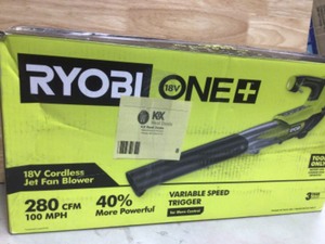 lot 8 image: RYOBI ONE 18V 100 MPH 280 CFM Cordless Battery Variable-Speed Jet Fan Leaf Blower (Tool Only) Customer Returns See Pictures