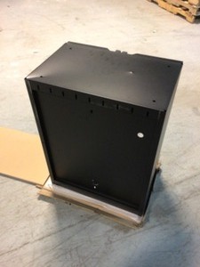 lot 111 image: Husky Regular Duty Welded 24-Gauge Steel 2-Door Garage Base Cabinet in Black (24 in. W x 33 in. H x 16 in. D) Customer Returns See Pics