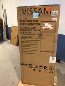 lot 112 image: Vissani 18 cu. ft. Top Freezer Refrigerator DOE in White Customer Returns See Pics