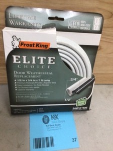 lot 37 image: Frost King 34 in. x 12 in. x 84 in.White Elite Lifetime Door Weatherseal Replacement Customer return see pictures