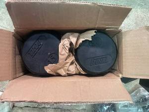 lot 25 image: Troy 12-Sided Rubber Encased 25 LBS Commercial Dumbbells Set
