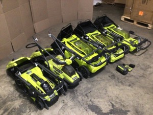 Pallets Withs Assorted Ryobi Cordless Mowers Customer Returns Different Styles and Conditions See Pics