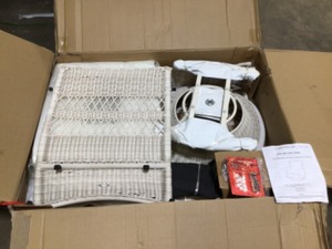 Hampton Bay Park Meadows Off-White Wicker Outdoor Patio Swivel Rocking Lounge Chair with Cushion Guard Open Box See Pics