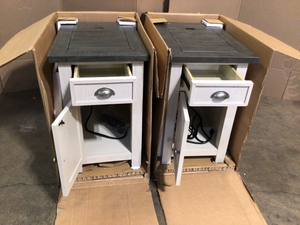 Lot of two Martin Svensson Home Monterey 16 in. White and Grey Chairside End Table with Power Customer Returns