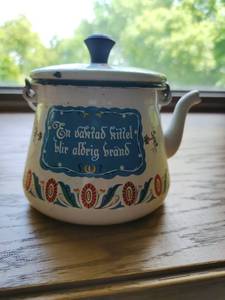 Vintage Swedish Berggren folk-art-style kettle