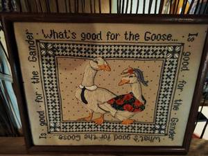 Framed needle point stitching